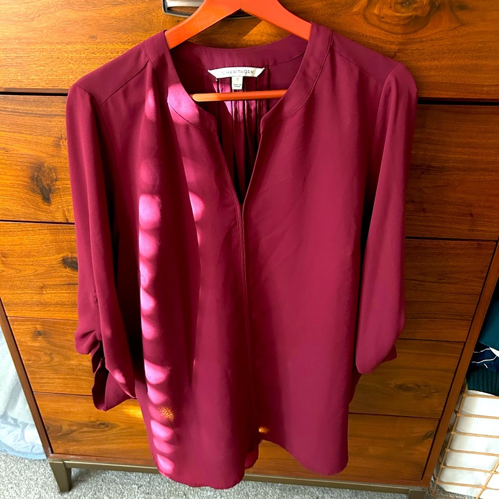 41hawthorne 2x plus blouse maroon
